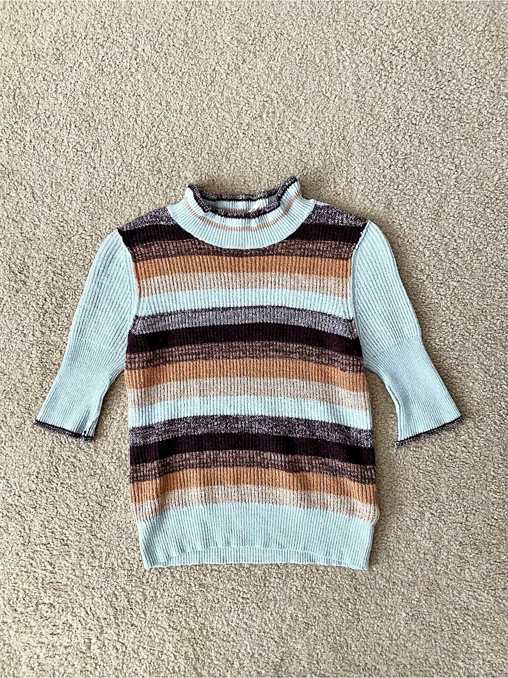 Free People Striped Mock Neck Sweater